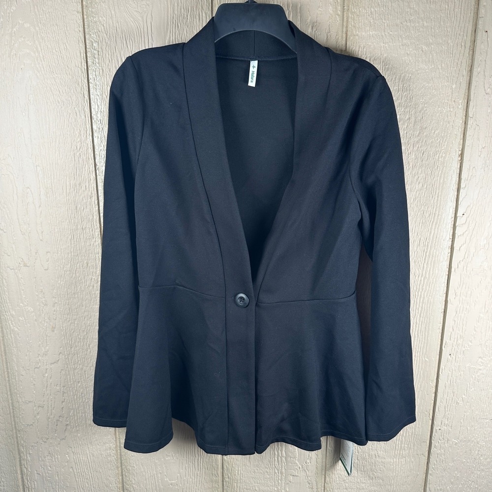 NEW Halara Peplum Blazer Jacket Size Medium Black Single Button Soft Work Career